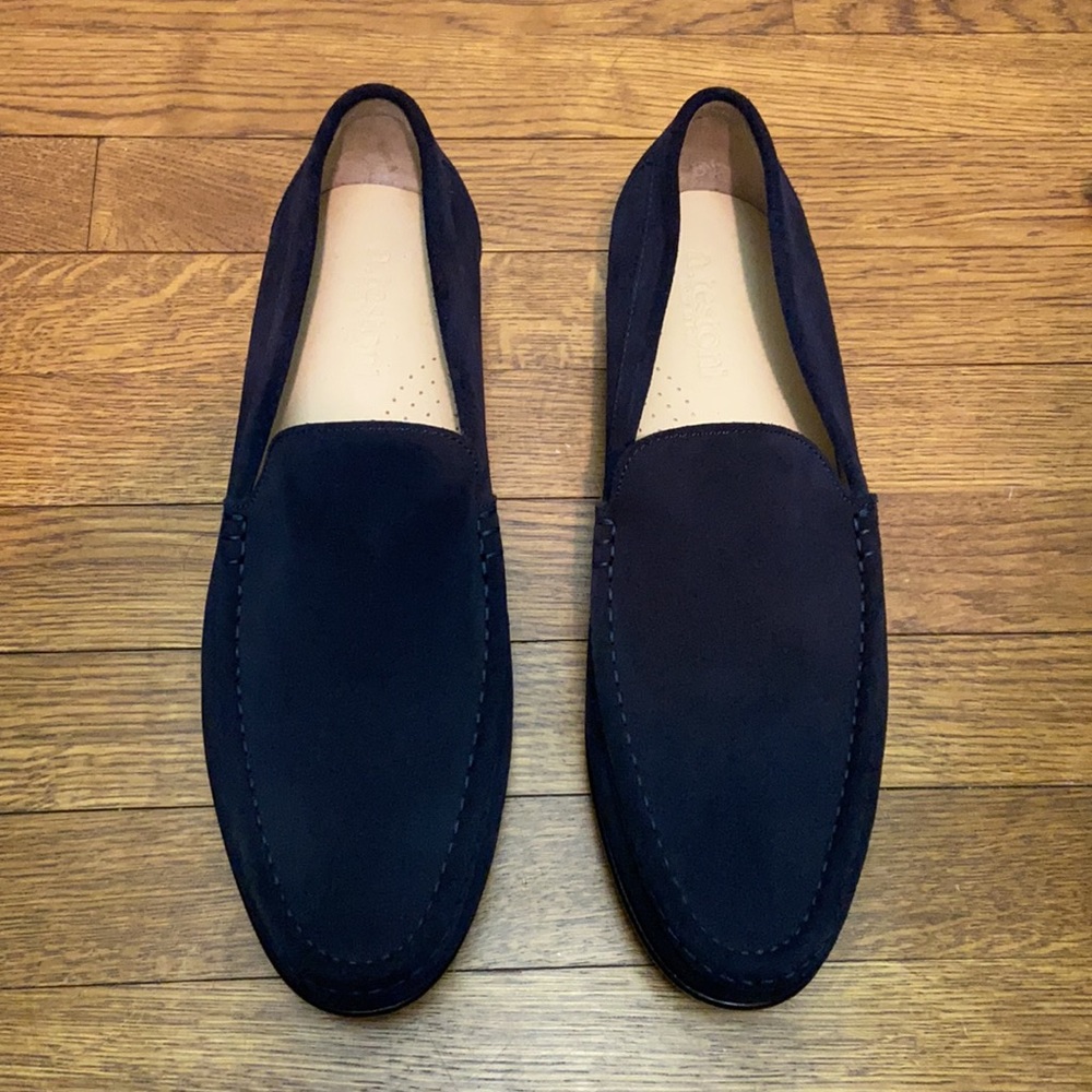 A.Testoni blue suede loafers